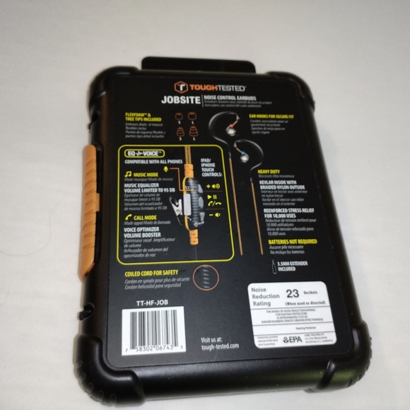ToughTested TT-HF-JOB Jobsite Noise-Isolating Earbuds Mic + FREE MULTI TOOL - Picture 7 of 12